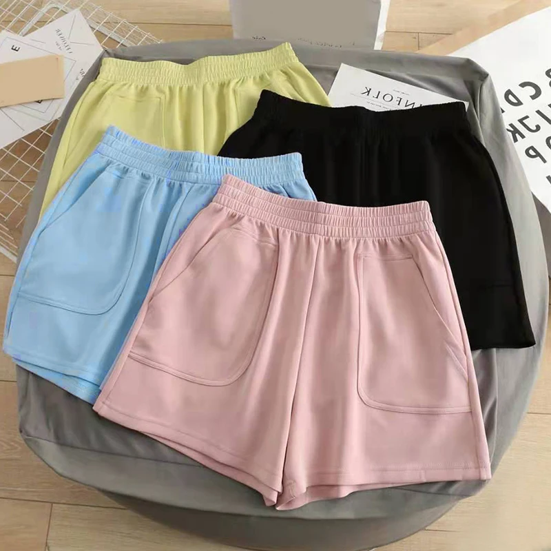 

2022 Summer Casual Sports Shorts For Women Loose Hot Pants Literary Wide Leg Pants Bottoms Solid Color Femle Gym Yoga Shorts