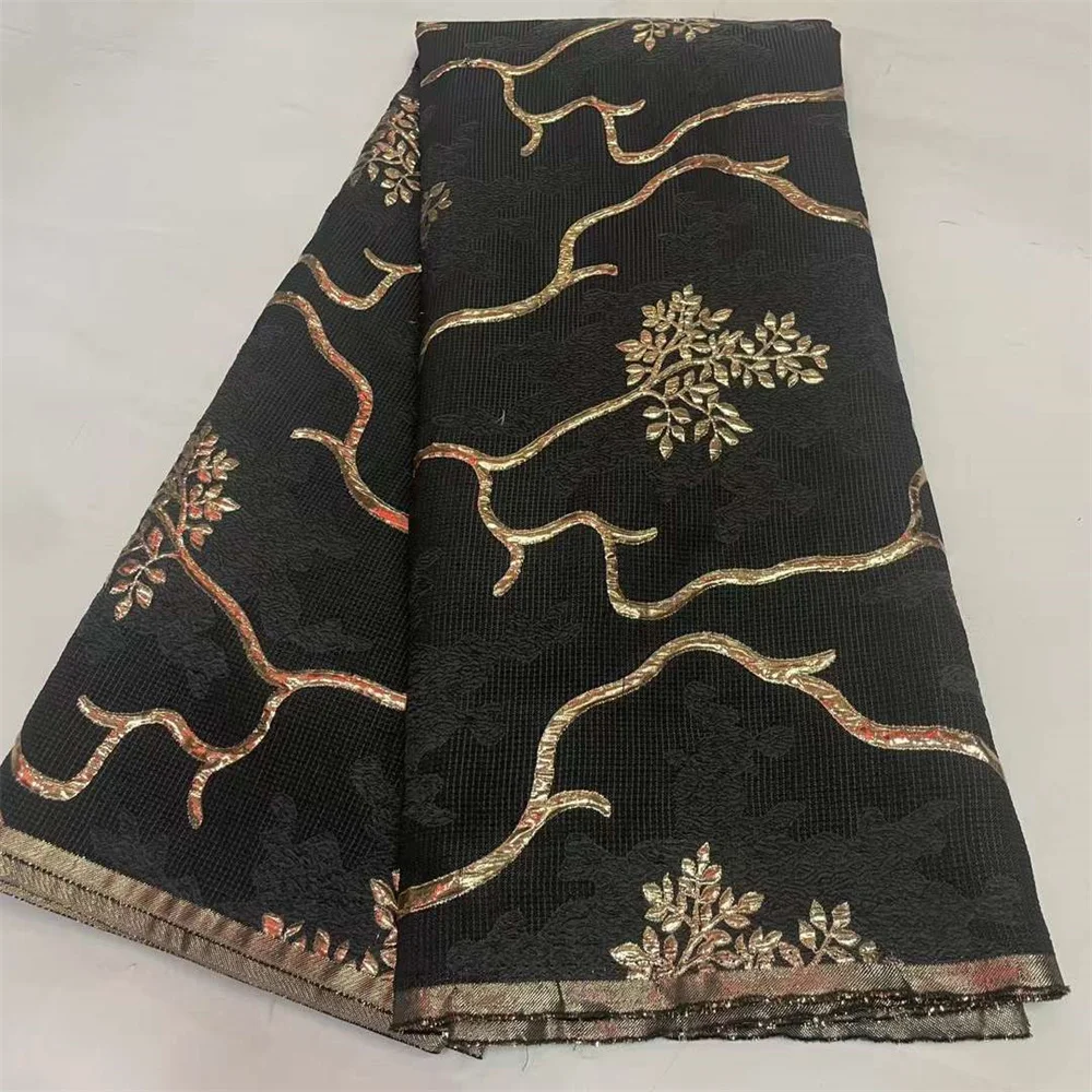 

African Tulle Lace Fabric 2024 Satin Nigerian Brocade Gild Jacquard Lace Fabric For Sewing Wedding Party Dress Women jk-85