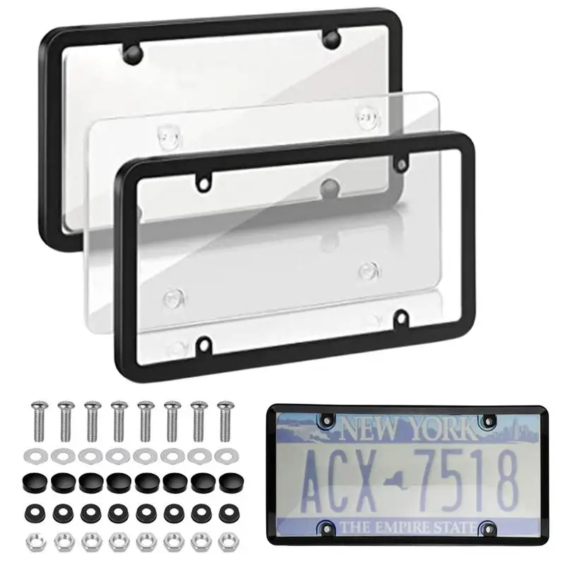 

License Plate Frames 2 PCS ABS License Plate Holder For US Car US Car License Plate Holders Brackets Mounting Accessories
