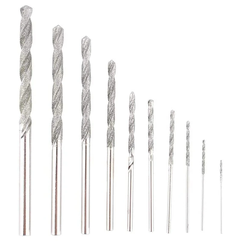 

Hot HG-10 Pieces Diamond Drill Bits Set Twist Diamond Tip Drill Bit Heavy Duty Mini Diamond Drill Bit Set For Glass Tile