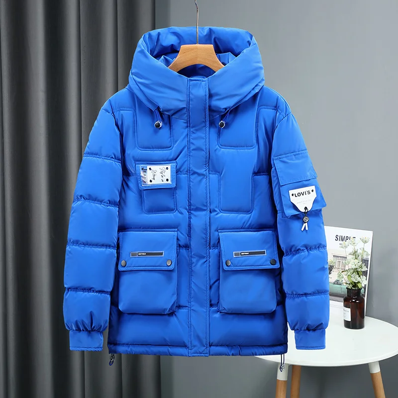 Klein blue for women 2022 winter new short thickened bread Korean foreign down