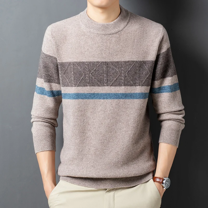 

2023 Erdos Woolen Men's New Autumn and Winter Cashmere Undercoat Sweater Half High Collar Thickened