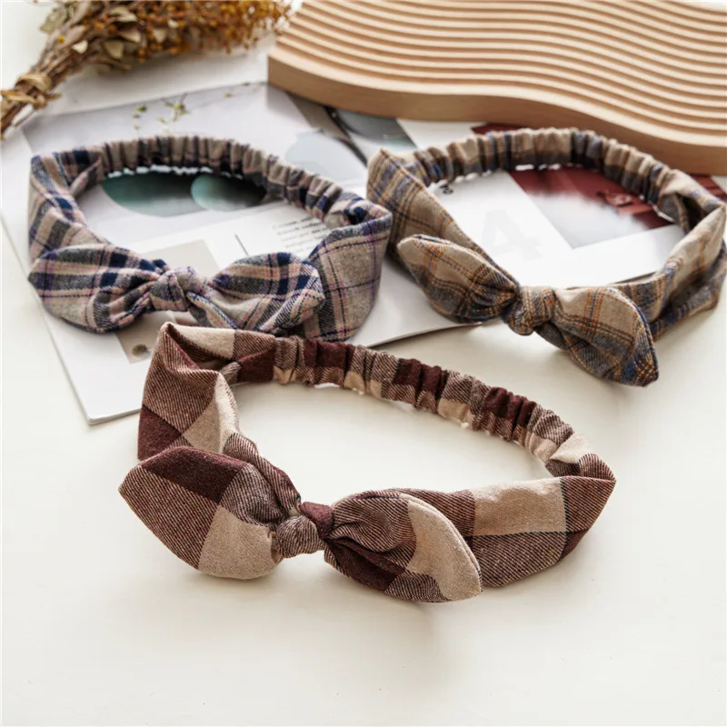 

Women Christmas Plaid Headband Xmas Checked Print Turban Headwrap HairBands Soft Elastic Hair Band All-match Hair Accessories