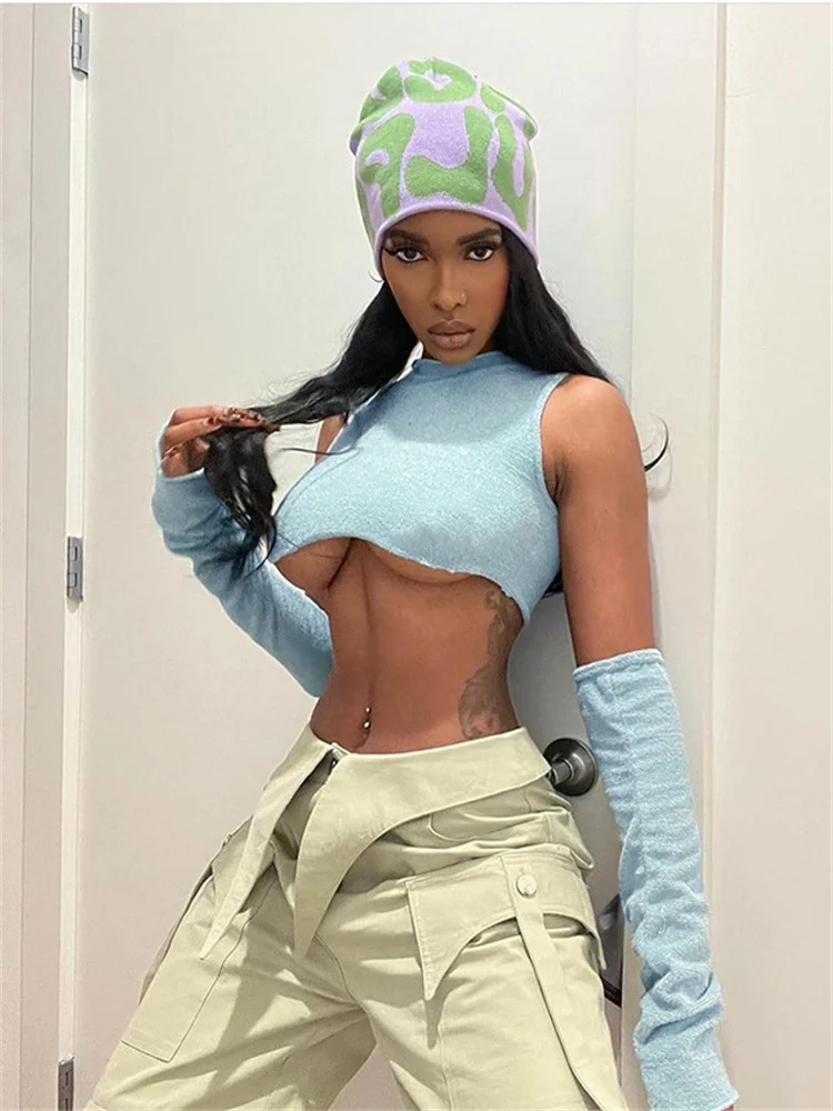 

Женский короткий топ с круглым вырезом, на весну