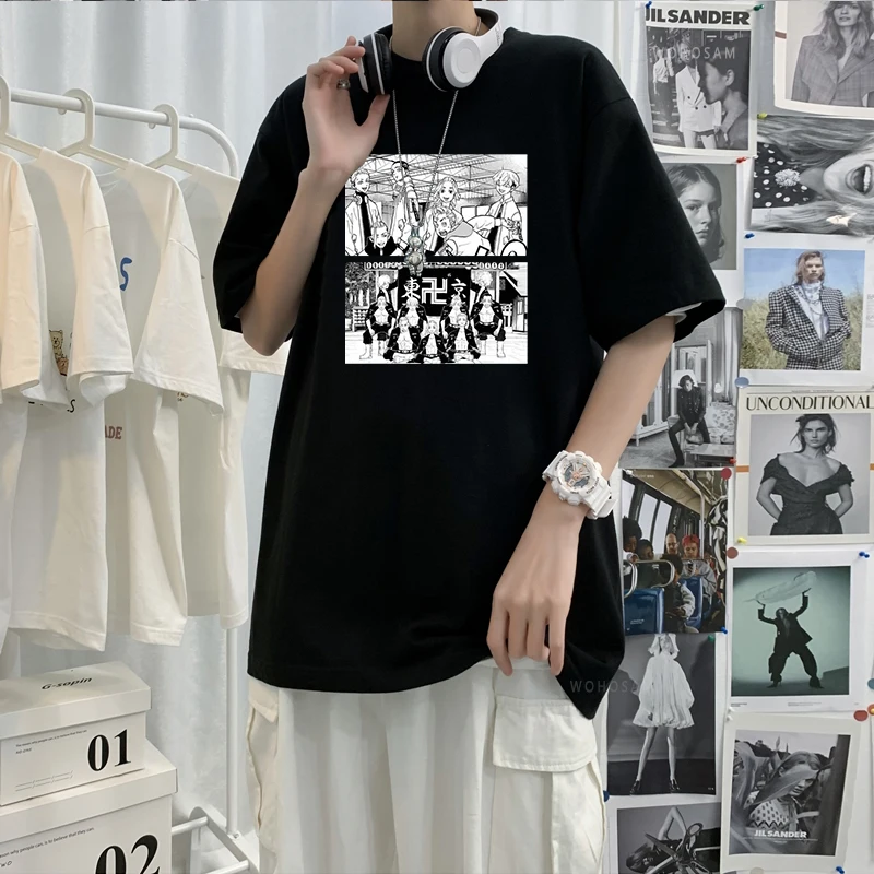 Футболка мужская летняя с круглым вырезом и коротким рукавом топ принтом