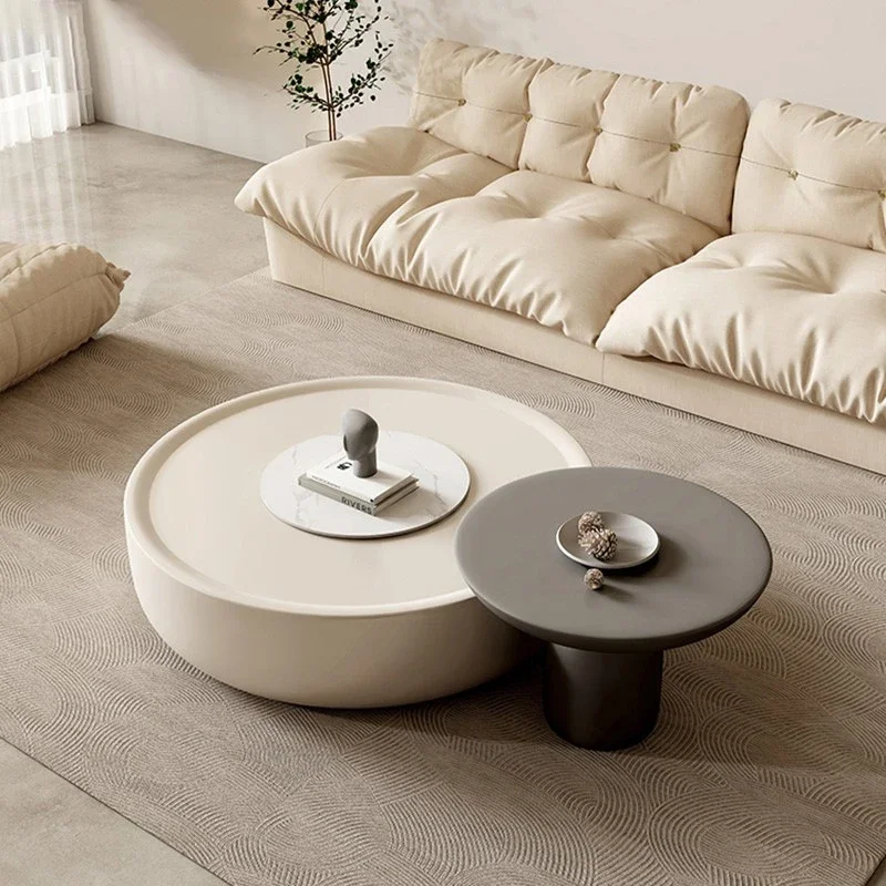 

Дизайнерский креативный Круглый Кофейный столик в кремовом стиле, ТВ-тумба, современный минималистичный домашний боковой столик для гостиной