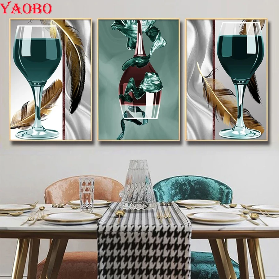 

5D алмазная живопись, абстрактная картина, бокал Красного вина, квадратная Алмазная вышивка, бриллиантовая мозаика, декор для столовой и кух...