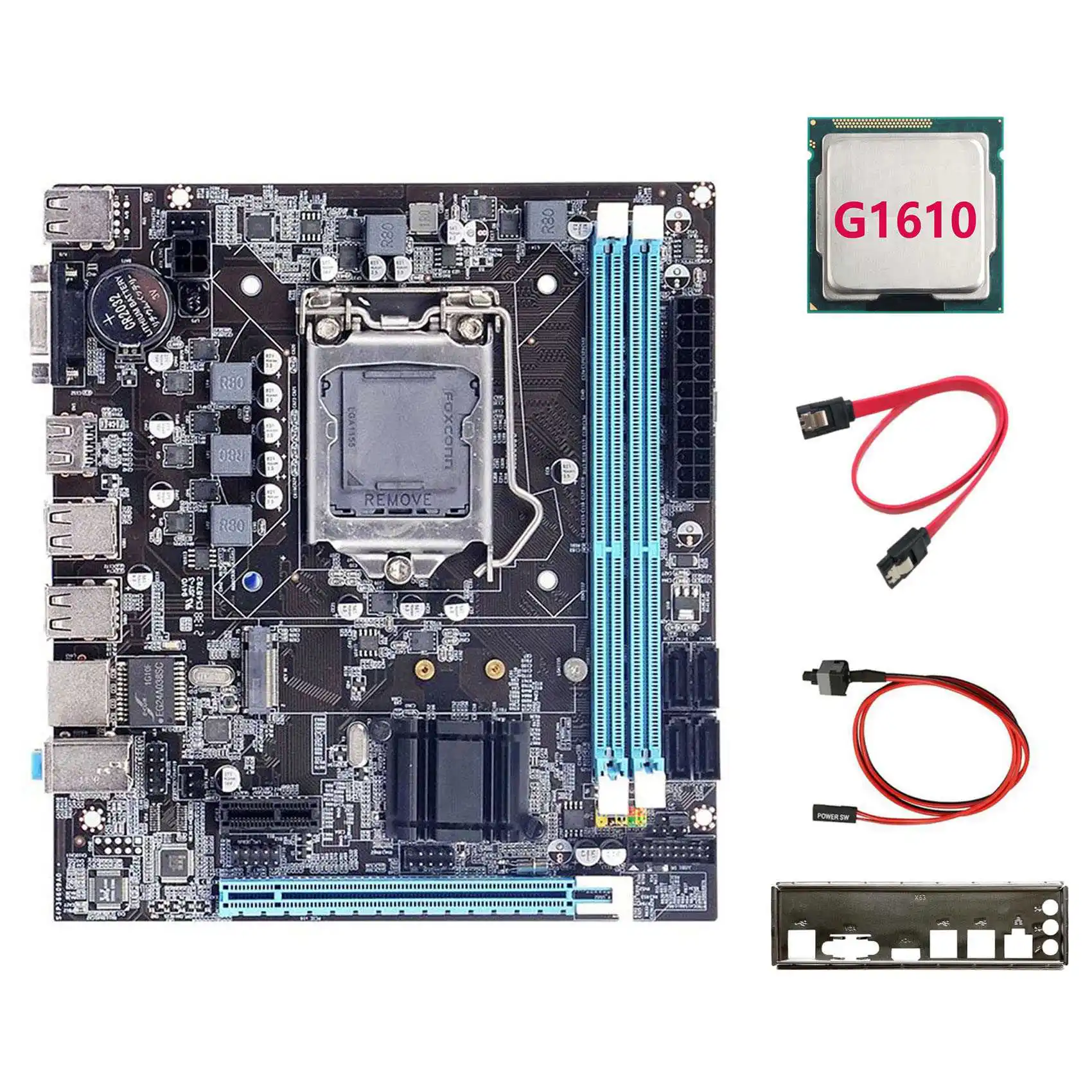 

H61 Motherboard+G1610 CPU+SATA Cable+Switch Cable+Baffle LGA1155 M.2 NVME DDR3 for Office for PUBG CF LOL Motherboard