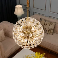 modern copper chandelier lighting spherical ball creative light luxury crystal indoor chandeliers living room dining room lamp