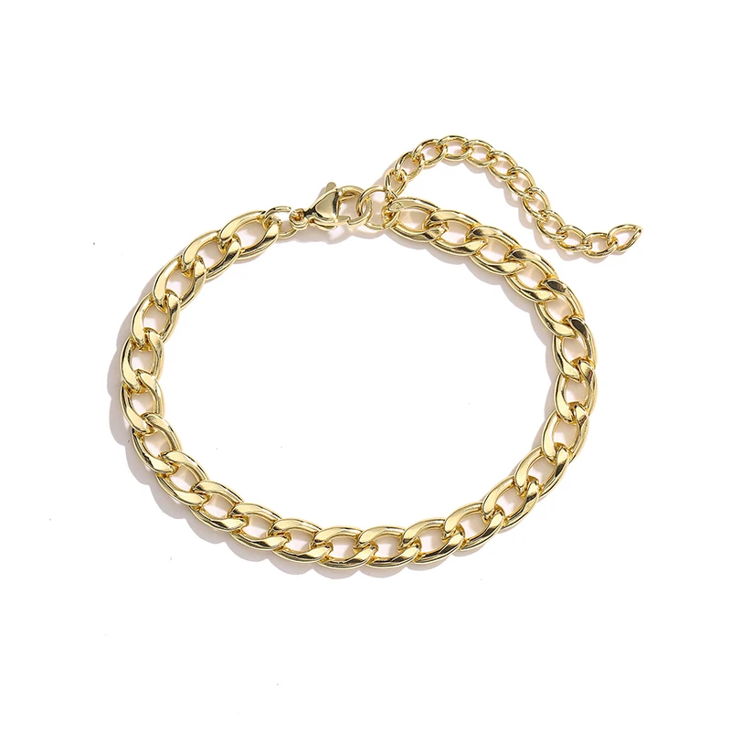 

18K Gold Stainless Steel Bracelet for Man Women Couple Fashion Gift Hip Hop Cuban Chain Geometric Jewelry pulsera hombre