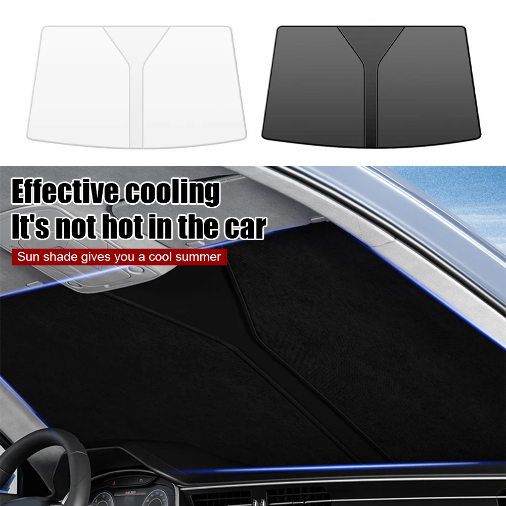 

Car Windshield Shade Universal Front Windscreen Sun Shade Sun Protection Double-Layer Window Cover Collapsible for Auto 70*140cm