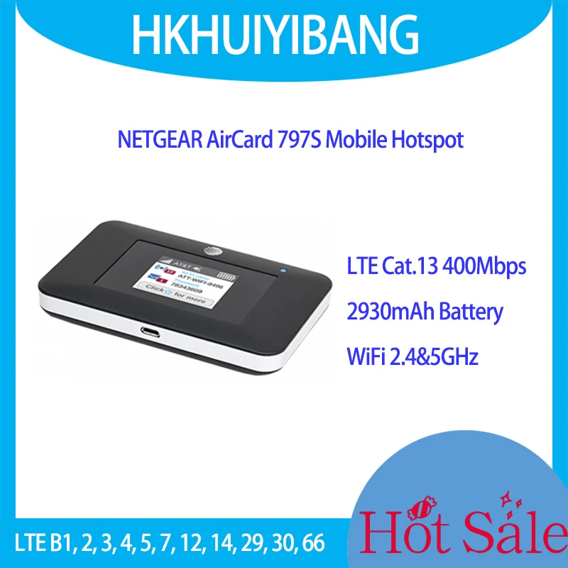 Unlocked NETGEAR AirCard 797S Mobile Hotspot LTE Cat 13 400Mbps With 2CA&256 QAM 2.4/5 GHz Dual-Band WiFi 4G Router