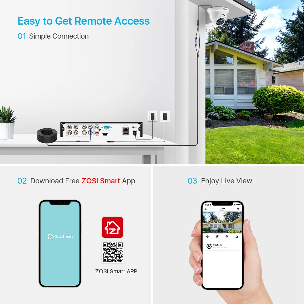 Дешево Система видеонаблюдения ZOSI, H.265 + 5 Мп Lite, 8 каналов, 4 шт.