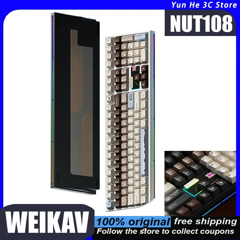 Фото Механическая клавиатура WEIKAV NUT108 из алюминиевого сплава, трехрежимная, 104 клавиши, для офиса и игр, с низкой задержкой №1