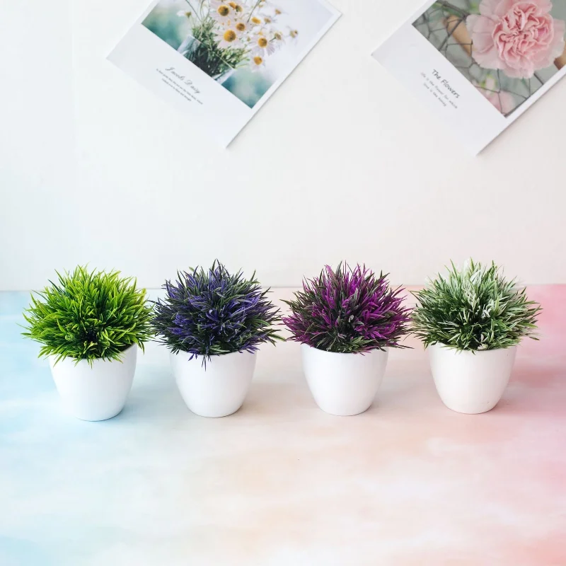 

Simulation Plant Potted 14cm Phoenix Tail Grass Bonsai Flower Ball Potted Office Home DecorationDiySmall Ornaments Holiday Gifts