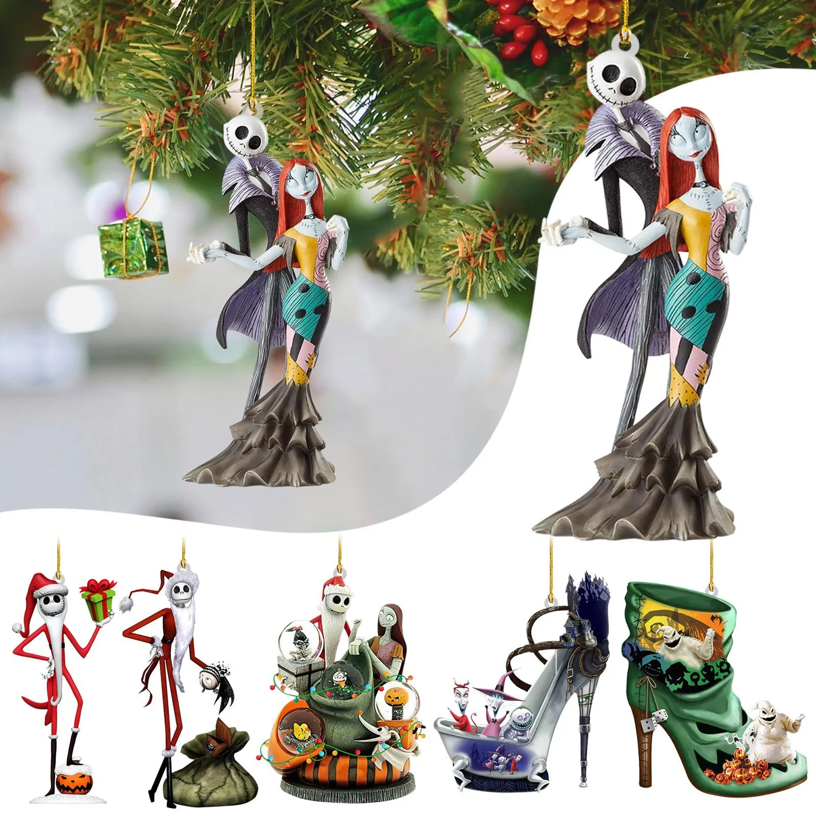 

2023 Nightmare Before Christmas Jack and Sally Hanging Ornament Christmas Tree Decorative for Action Figure Kids New Year Gift