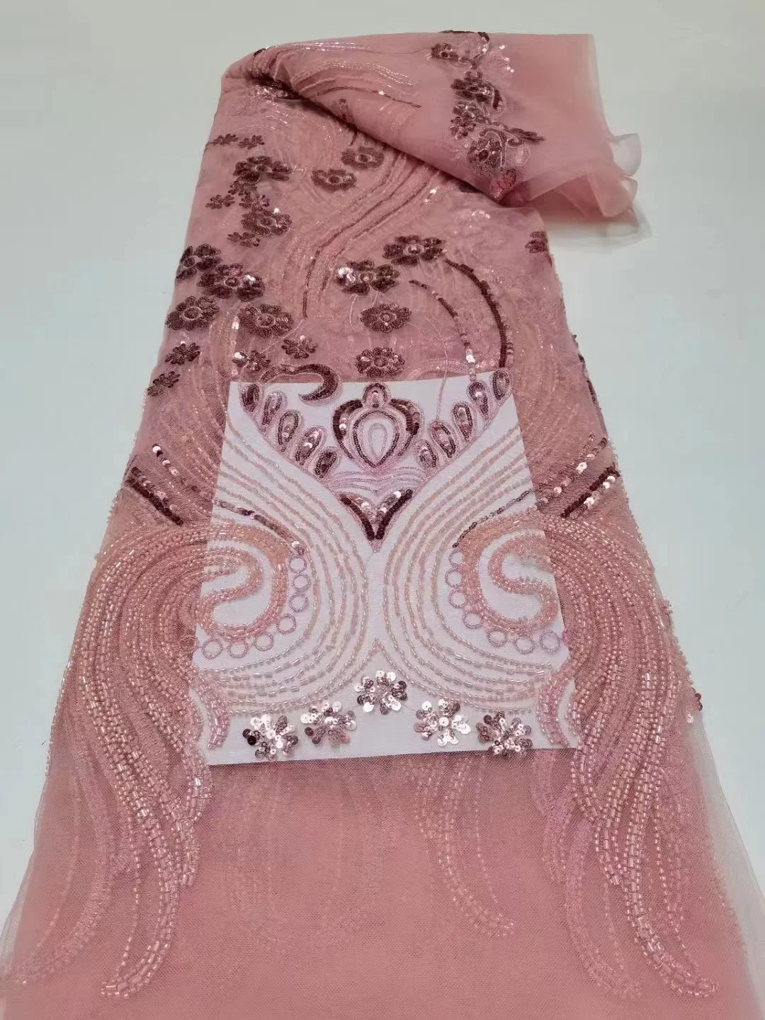 

French African Tulle Laces Fabrics sequinsLace Fabric for Nigerian Party Embroidery beades Mesh Net Lace Fabric