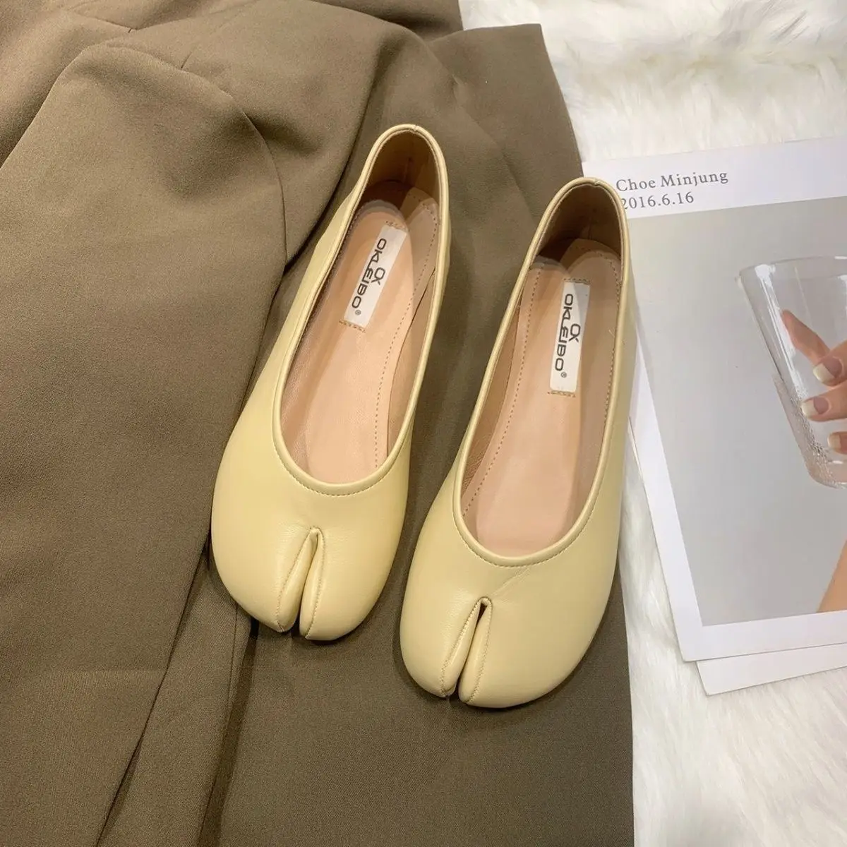 

Women's Summer Footwear Flats Yellow Shoes for Woman 2023 Flat Round Toe Normal Leather Casual Chic Point on Sale E Slip Young A