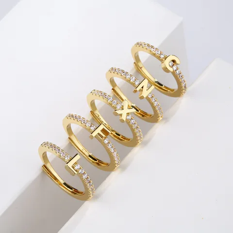 Женское кольцо с буквой и инициалом, простое классическое Открытое кольцо на палец, ювелирное изделие для вечеринки, Подарочная бижутерия
