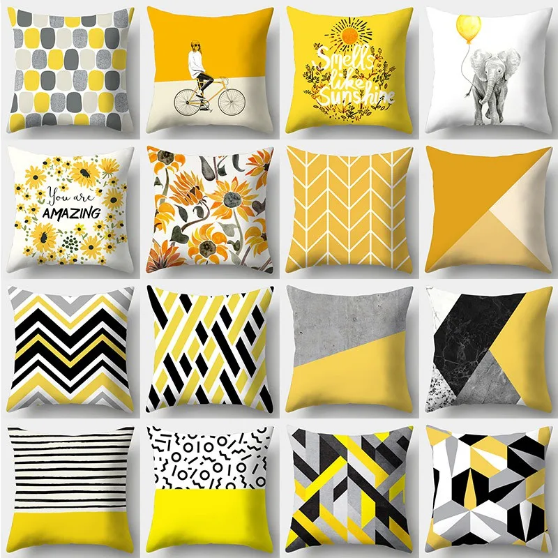 

Yellow series Pillowcase 45cmX45cm Square Sofa Pillow Cover Creative Sun Flower Cushion cover