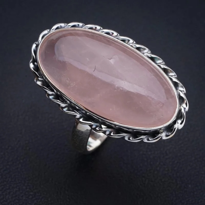 

StarGems Природный розовый кварц ручной работы фотосеребряное кольцо 9,75 E9326