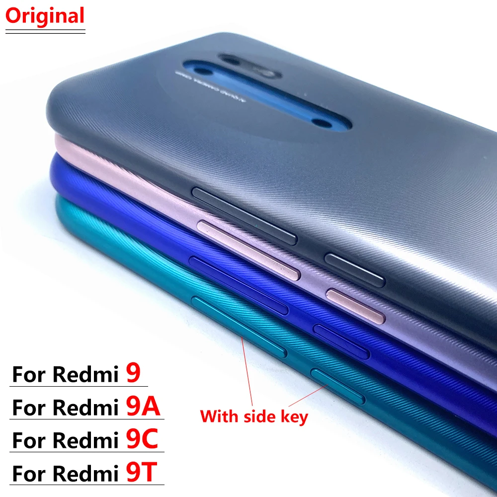 1Pcs New Original For Xiaomi Redmi 9 9A 9C 9T Back Cover Rear Door Housing Case Replacement Battery Cover Parts With Side Key enlarge