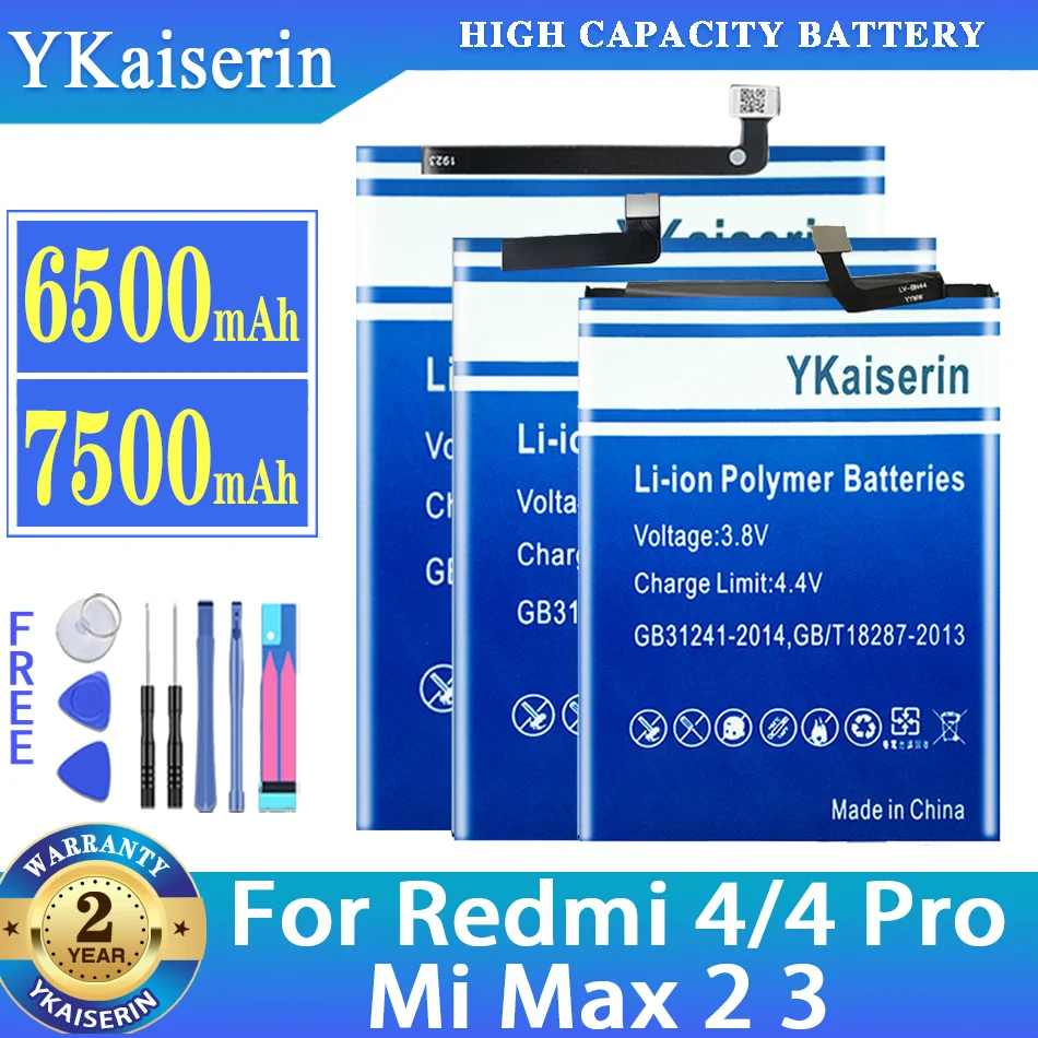 

YKaiserin Battery BN40 BN42 BM49 BM50 BM51 For Xiaomi Redmi 4 Pro 4Pro For Xiaomi Mi Max 2 3 Max2 Max3 Batterij + Free Tools