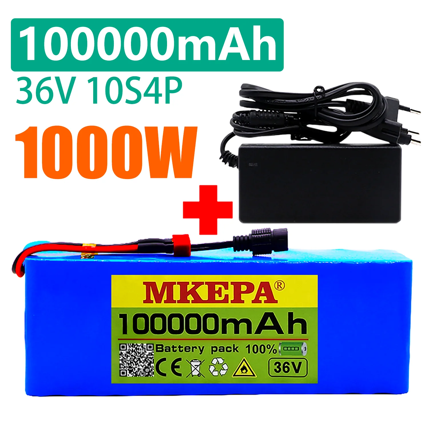 

10S4P 36V 100000mAh 18650 Battery Pack with 1000W High-power BMS for Electric Bicycle Lithium Battery