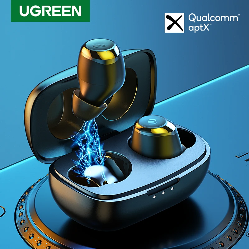  UGREEN TWS Беспроводные Bluetooth 5,0 наушники Qualcomm aptX настоящие беспроводные стерео наушники супербас наушники 27H время воспроизведения 2 режим…