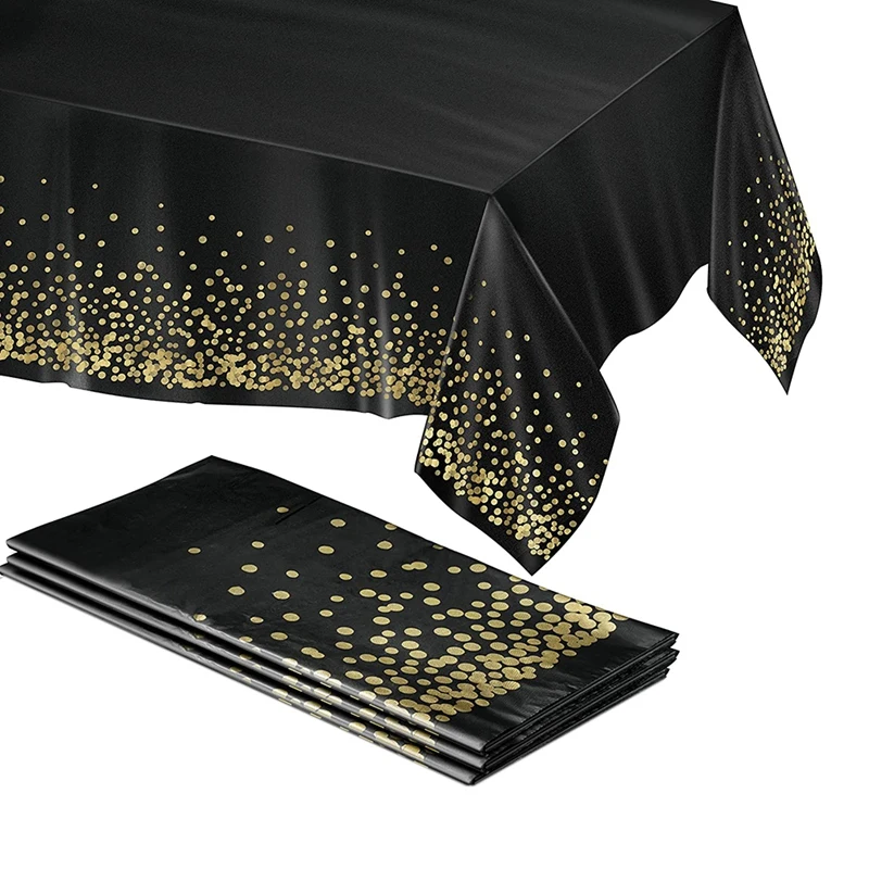 

Черно-Золотая пластиковая скатерть-4 шт. в упаковке-54x108 золотые точечные одноразовые скатерти пластиковая скатерть