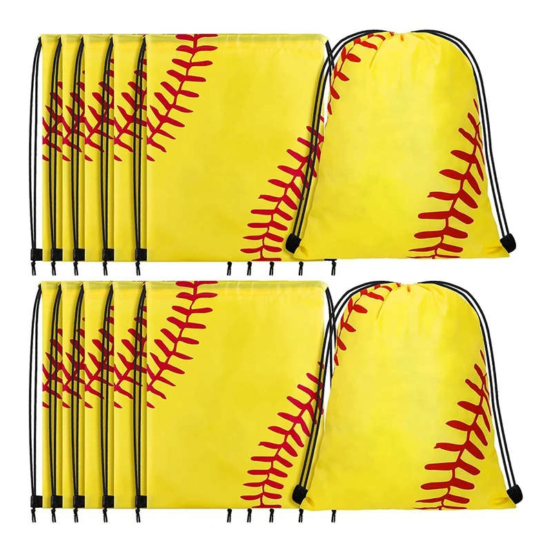 

Drawstring Backpack Softball Drawstring Bag Baseball Drawstring Favor Bag Soccer Volleyball Drawstring Favor Bags,12Pack