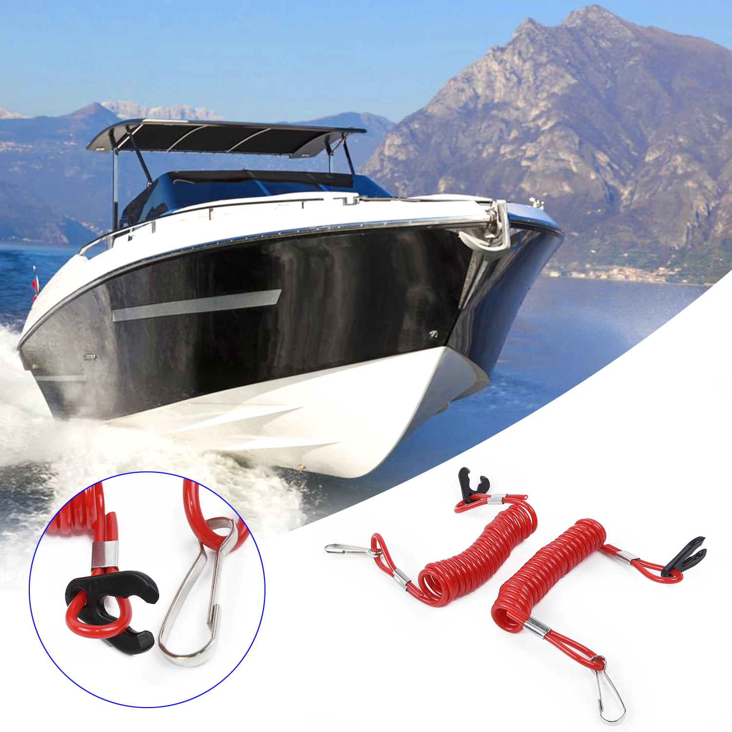 

2pcs 1.6m Red Safety Ropes Boat Kill Switches Key Lanyard Safety Rope For Mercury For Ya Ma Ha For Honda