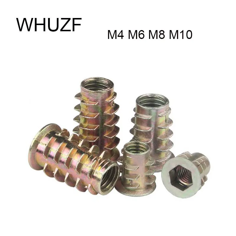 

WHUZF Free Shipping 20Pcs Furniture Nut M4 M5 M6 M8 M10 Zinc Alloy Thread For Wood Insert Flanged Hex Drive Head Furniture Nuts