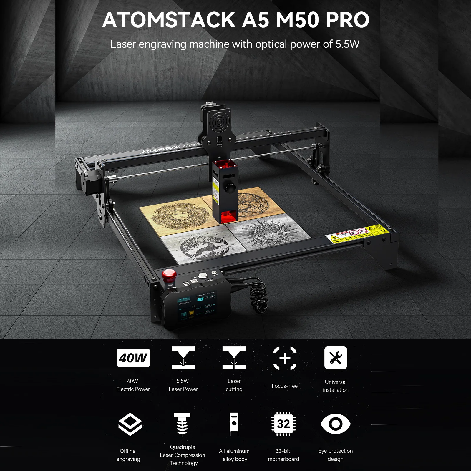 

ATOMSTACK A5 M50 PRO 40W Laser Engraver Offline Control Acrylic Wood Engraving Machine CNC Router Laser 410x400mm Engraving Area