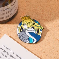 creative fashion saber enamel pin cartoon anime crown men and women brooch denim bag badges gift accessories for fans and friend