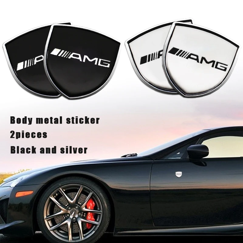 

1/2pc Metal Decal Car Window Trunk Decorative Sticker Accessories For Mercedes AMG W211 W203 W204 W210 W124 W212 CLA Car Styling
