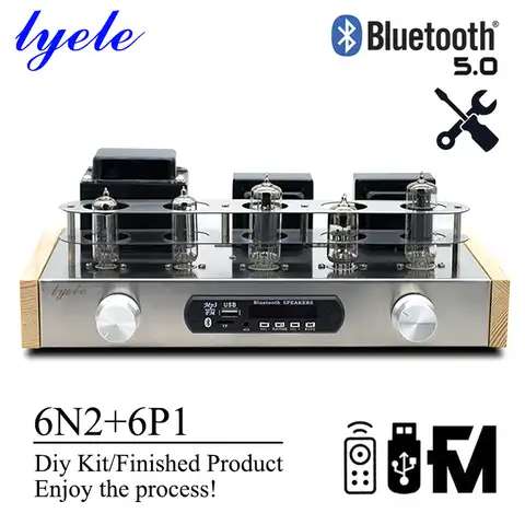 Комплект вакуумного усилителя Lyele Audio 6n2 6p1 для самостоятельной сборки, Hi-Fi усилитель звука класса А, измеритель Vu, Bluetooth 5,0, Usb-плеер, 3,5 Вт * 2, в, ...