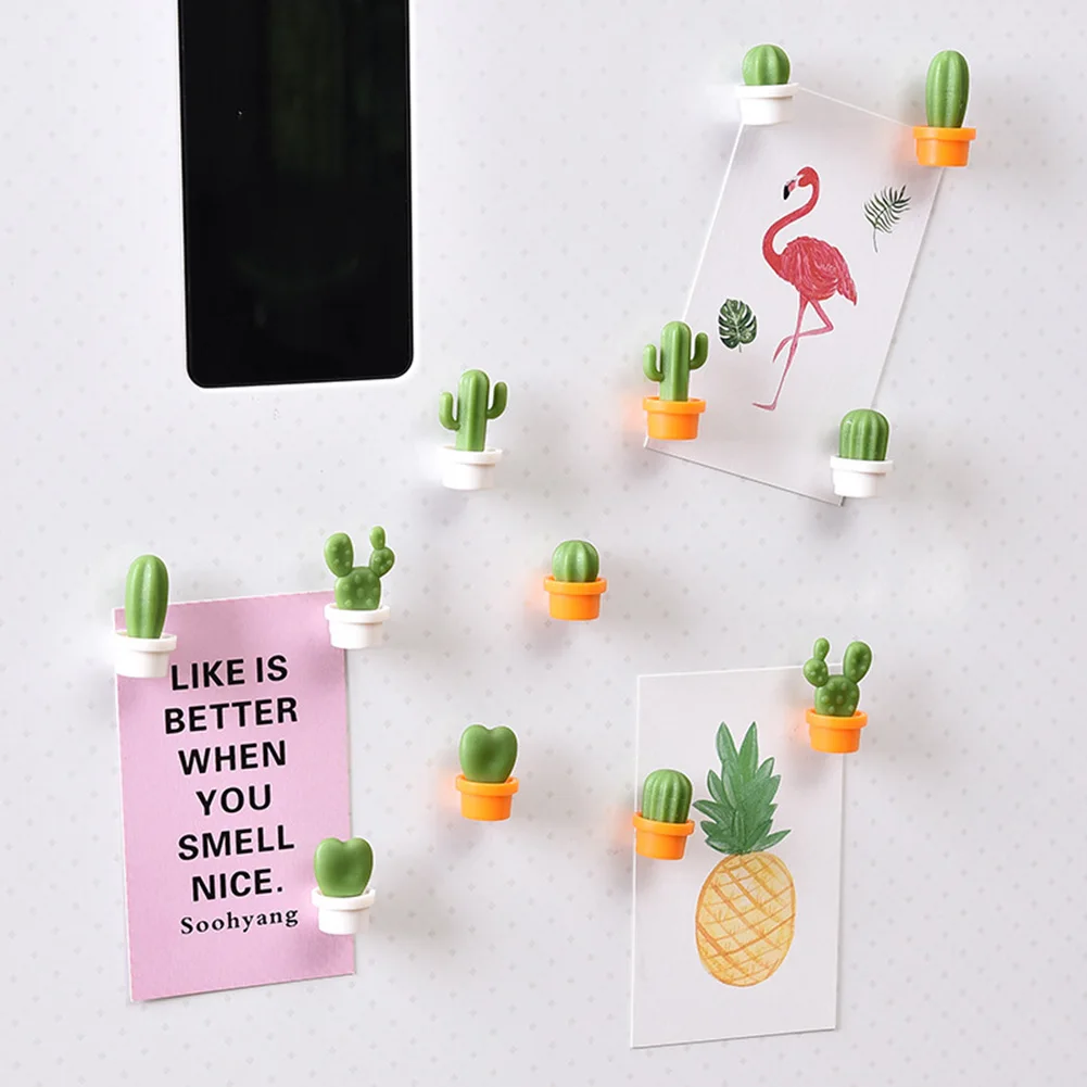 

6pcs/Set 3D Cute Succulent Plant Message Board and Reminder for Kitchen Refrigerator Magnet Button Cactus Decoration Gadget Tool