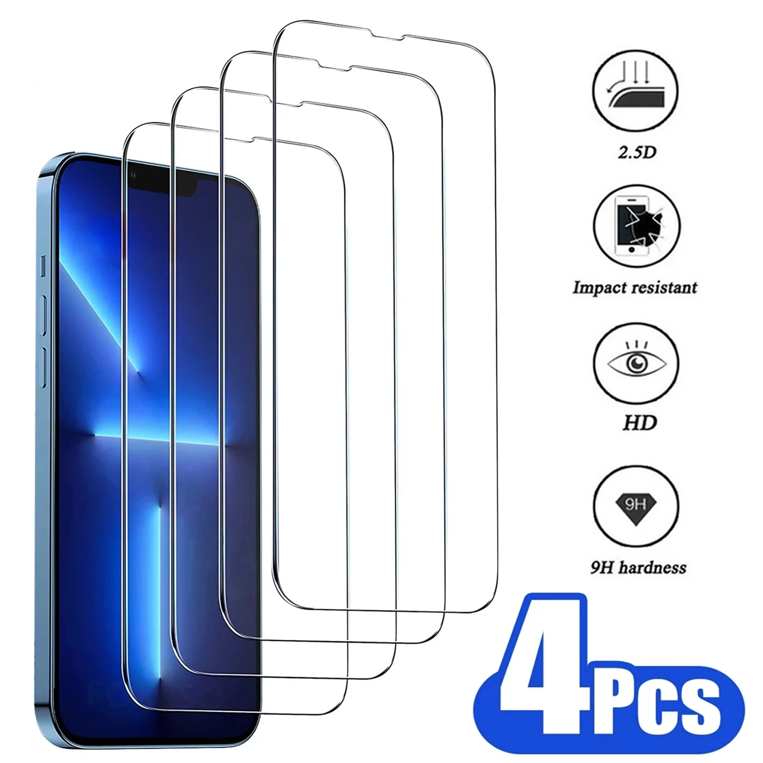 

4Pcs Full Cover Tempered Glass for IPhone 12 13 Pro Max Mini Screen Protectors for IPhone 11 Pro XS MAX X XR 6 7 8 Plus SE Glass