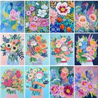 gatyztory coloring by number flower kits for adults handpainted diy frame drawing on canvas home decoration 60x75cm