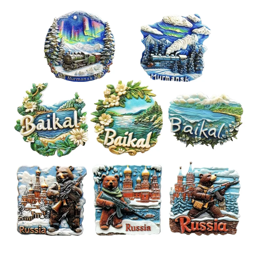 Азия Россия Мурманский Байкал Смола 3D Магниты на холодильник Туризм Сувенир