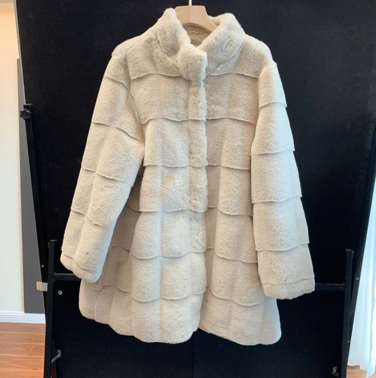 Fashion Coats Woman Winter 2022 Women's Winter Coats Fur Mink Fur Thick Winter High Street Other Slim Real Fur Long Coat enlarge