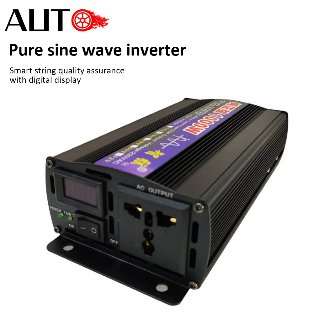 

Pure Sine Wave Inverter 1000W Portable Power Bank DC 12v/24v To AC 110V/220V Converter Solar Inverter AC Outlets Car Converter