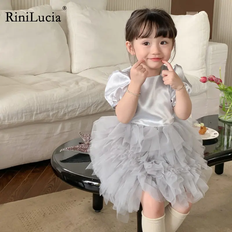 

New Girl Dress Princess Party Dress for Girls Wedding Vestidos Kids Clothes Short Sleeeve Tulle Children Girls Dresses