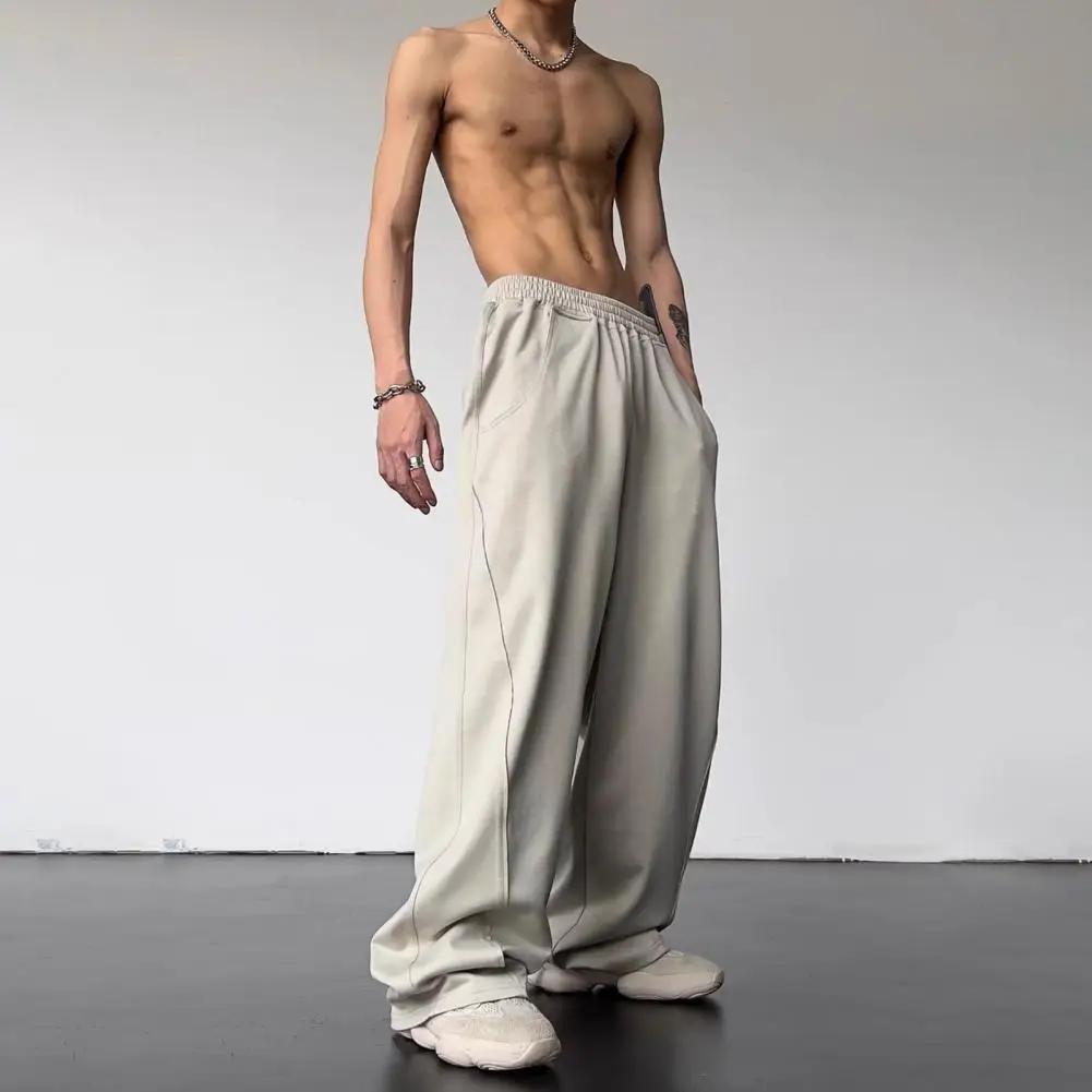 Брюки мужские спортивные с эластичным поясом винтажные прямые свободные штаны