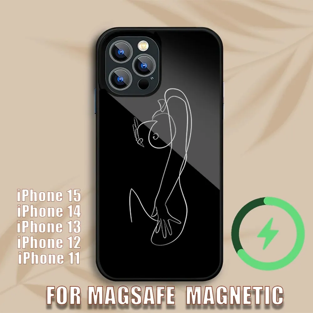 Простой женский телефонный чехол для iPhone 15 14 13 12 11 Pro Max Plus Magsafe, Магнитный чехол с беспроводной зарядкой (art.: 3920c8e445c49) - 3920c8e445c49