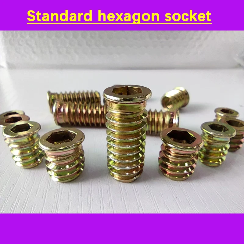 Внутренняя и внешняя гайка с шестигранным отверстием для мебели твердая