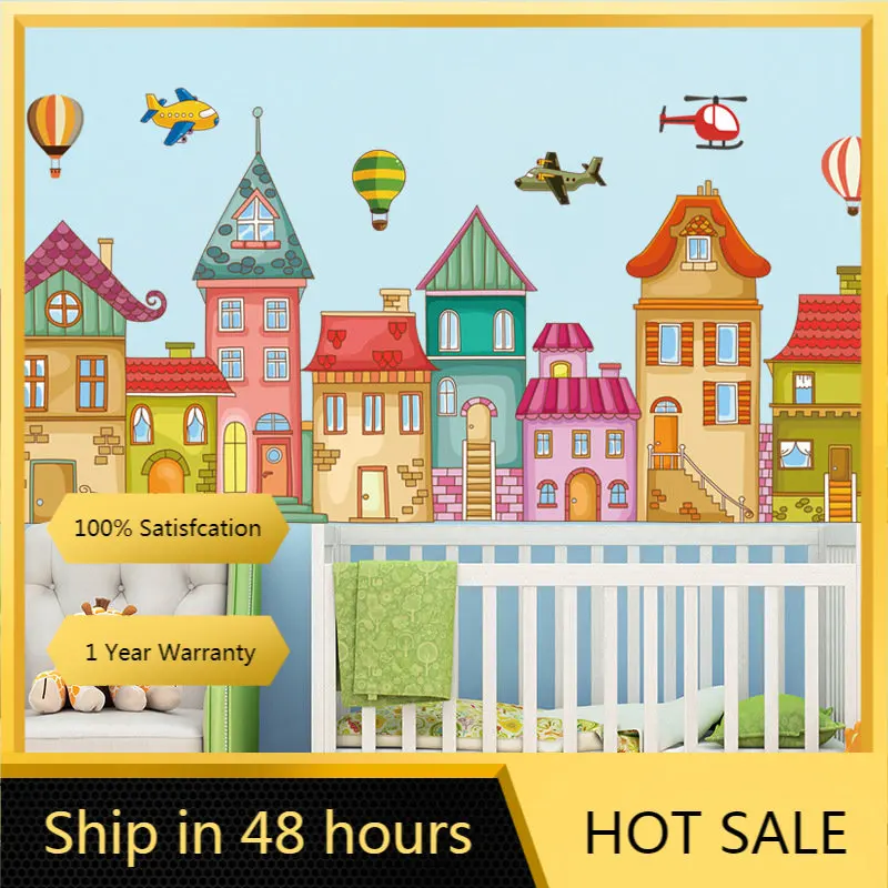 

Креативное мультяшное зеленое городское украшение для гостиной, детской комнаты, спальни, самоклеящееся съемное