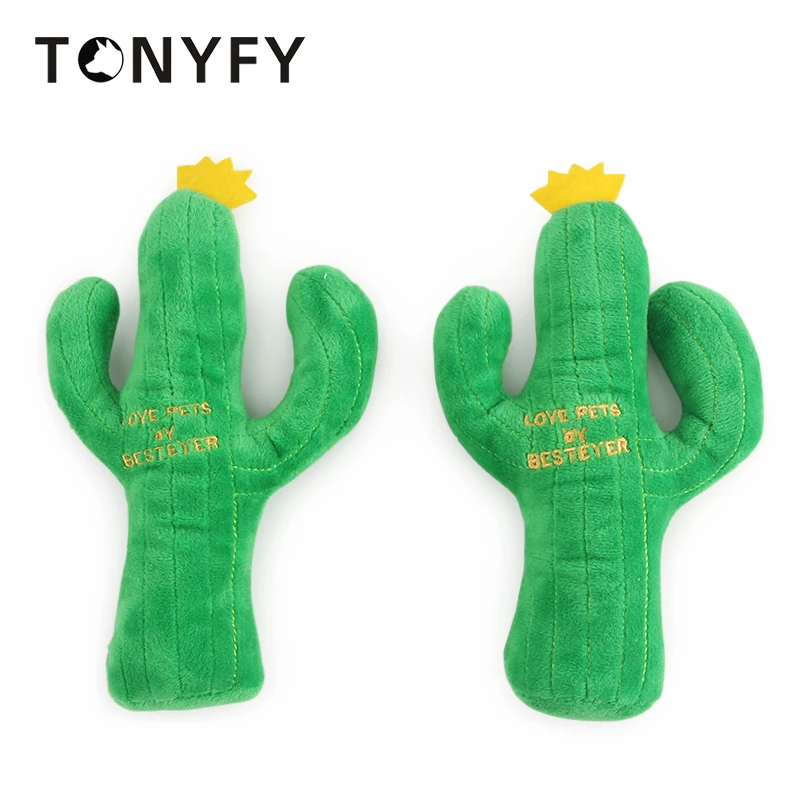 

Pet Toy Green Cactus Plush Squeaky Sound Puppy Playing Chew Cleaning Teeth Molar Bite Resistant Soft Interactive Game Toy 1pc