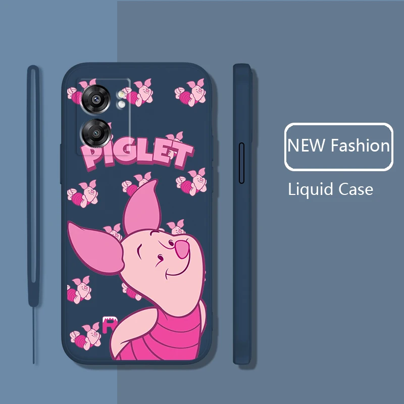 

Disney Winnie the Pooh Piglet Case For OPPO Find X5 X3 Lite F21 A96 A94 A93 A77 A76 A74 A72 A57 A53S 5G Liquid Rope Phone Cover